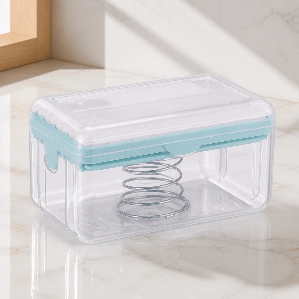 Soap Dish With Lid Soap Holder Bathroom Organizer Travel Soap Box Draining Soap Saver 2 In 1 Quick Foaming Roller Shower