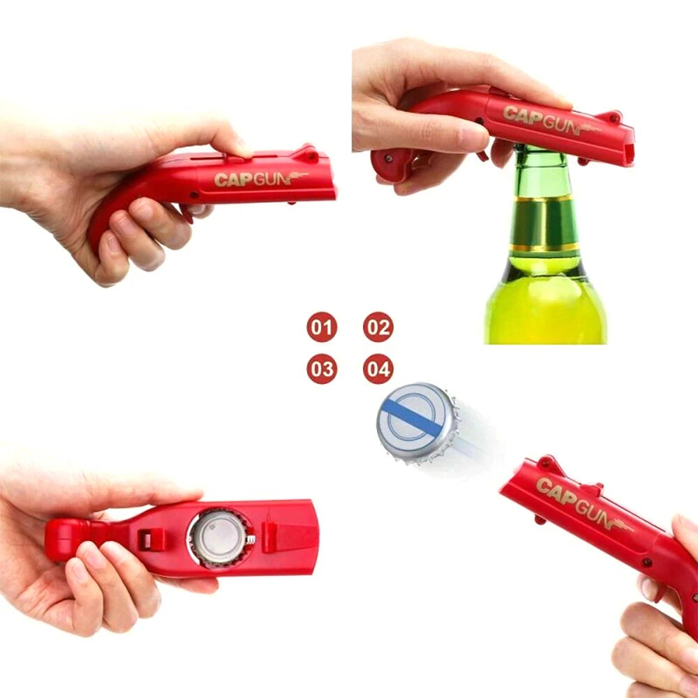 Cap Gun Bottle Opener Beer Bottle Cap Gun Toy Gun Bottle Cap Shooter Launcher, Creative Cap Gun Toy for Party Bar Secondary image