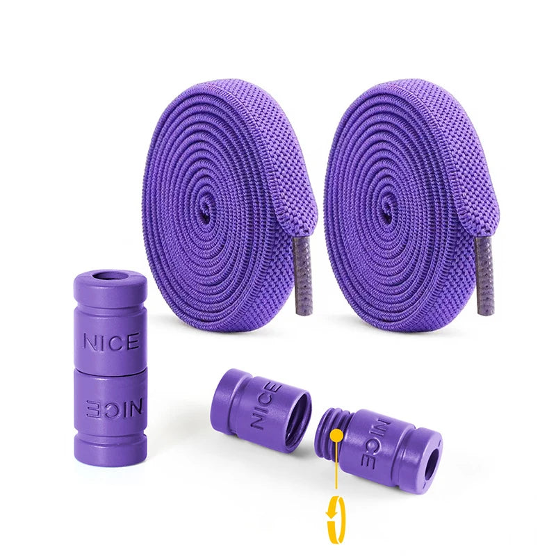 8mm No Tie Shoe Laces Button locking Without Ties Elastic Laces Sneaker Widened Flat Shoelace for Shoes