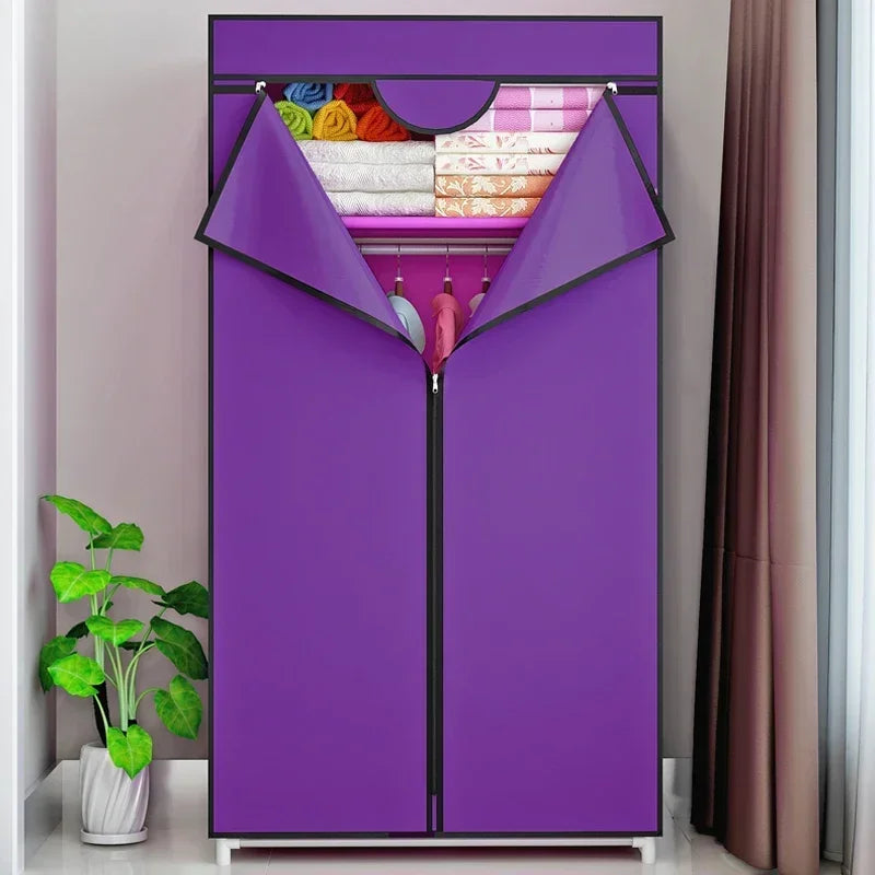 Portable Closet Large Wardrobe with 6 Shelves Clothes Organizer with Hanging Rods Wardrobe with Side Pockets Clothes