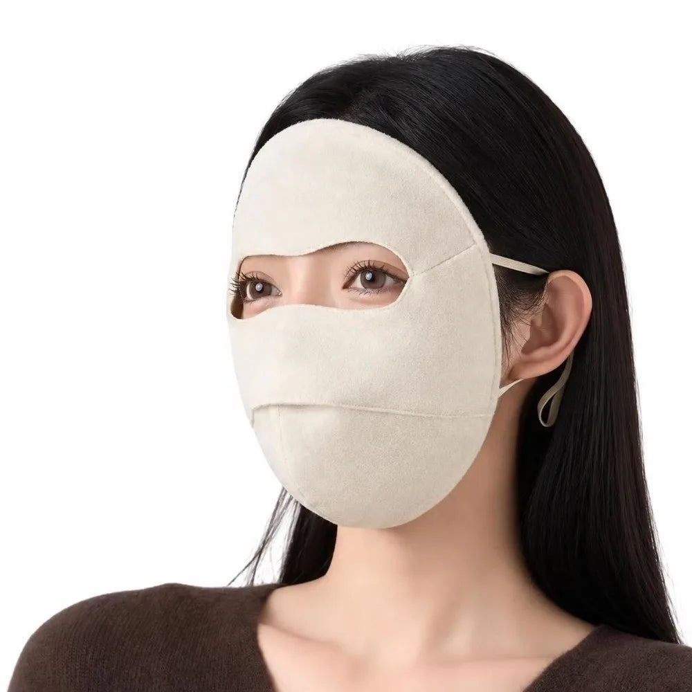Windproof Woolen Face Mask Anti Cold Inner Layer Silk Warm Face Shield Thicken Warmth Full Face Covering Winter Face Mask
