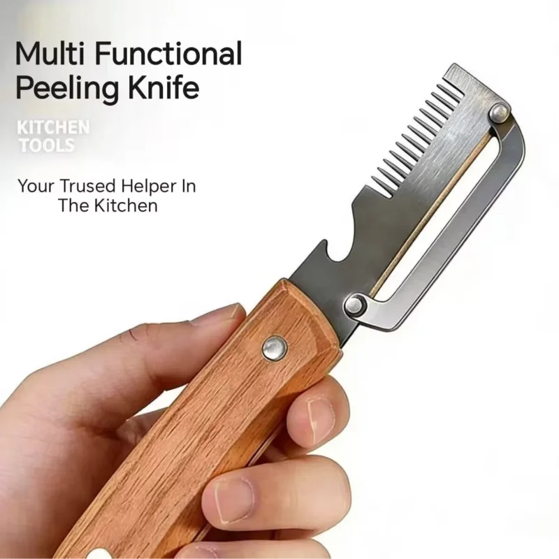 Stainless Steel 2-in-1 Peeling Knife Scallion Knife Fruit Potato And Vegetable Multifunctional Peeling Knife Wooden Handle Knife