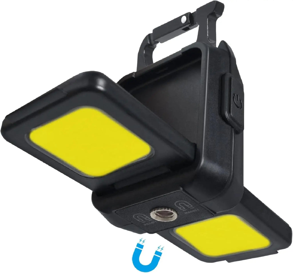 Mini Flashlight Keychain Light COB Work Light USB Rechargeable Lamp with 90° Foldable Side Lights Super Bright Portable Lanterns