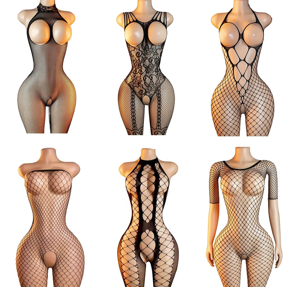 High Waist Pantyhose Mesh Stockings For Sex Sexy Porn Female Lingerie Fishnet Bondage Erotic Bodysuit Stretch Open Crotch Tights