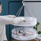 SUSU 1/2 Layer Home Foldable Mesh Clothes Basket Clothes Net Sweater Anti Deformation Flat Clothes Basket Socks Underwear Tool