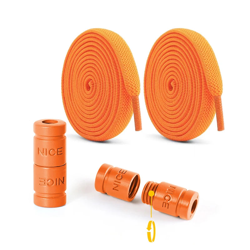 8mm No Tie Shoe Laces Button locking Without Ties Elastic Laces Sneaker Widened Flat Shoelace for Shoes