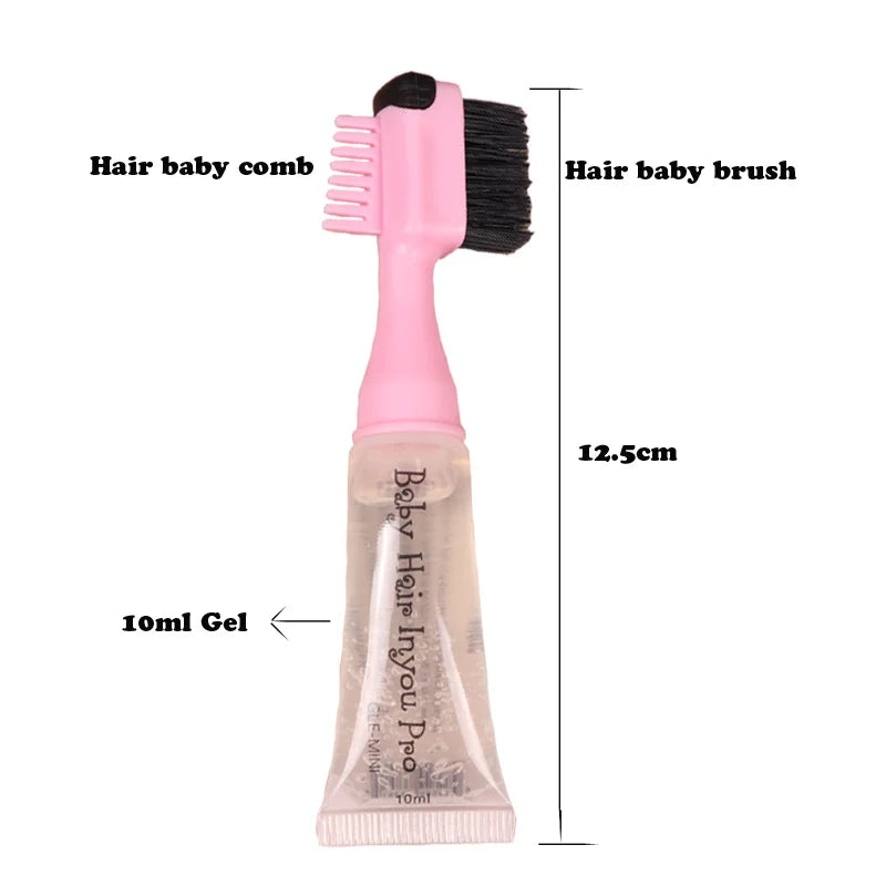 Professional Edge Control Brush And Gel 1Set Hair Styling Edge Control Gel With Brush Hair Fixative Gel For African Natural Hair