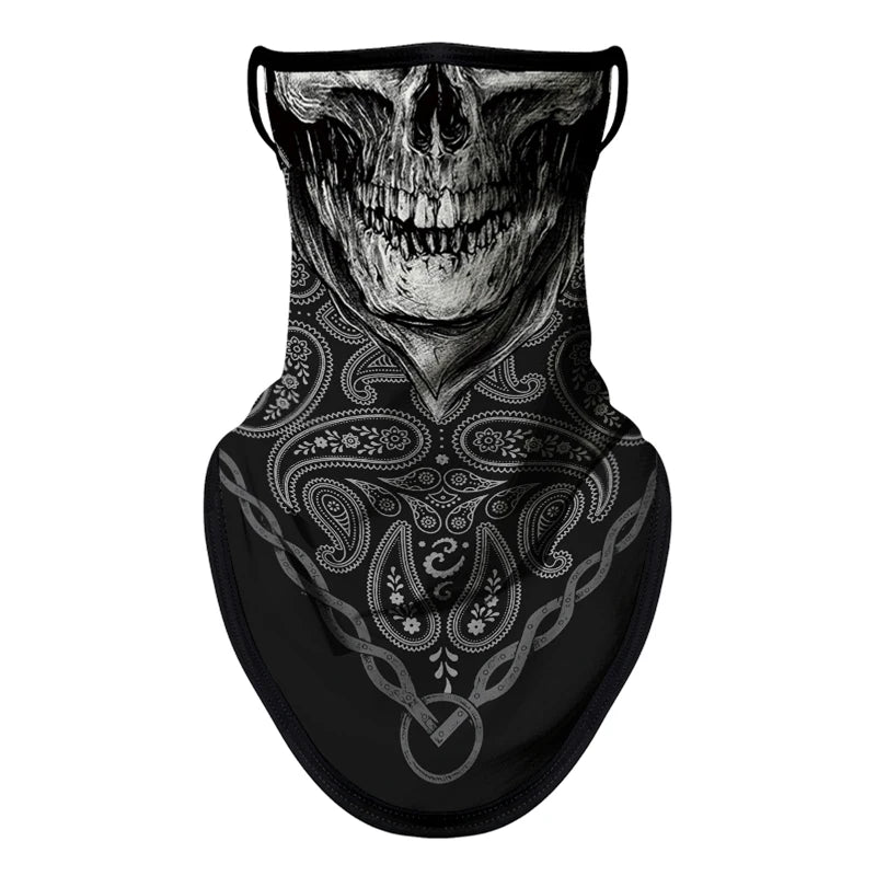 Bicycle UV Protection Face Mask Hiking Fishing Breathable Neck Cover Quick-drying Cycling Triangle Scarf Halloween 3D Skull Mask