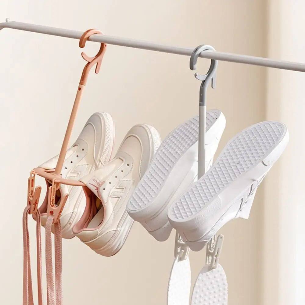Rotatable Shoe Drying Rack Double Hooks Multi-Functional Shoe Hanging Hook Windproof Space Saving Shoes Hanger