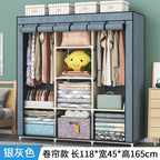 Portable Closet Large Wardrobe with 6 Shelves Clothes Organizer with Hanging Rods Wardrobe with Side Pockets Clothes