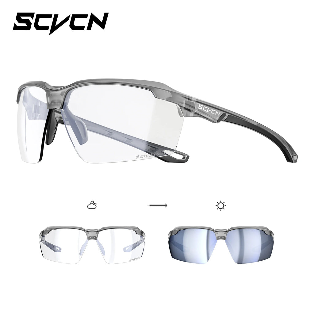 SCVCN UV400 Photochromic Outdoor Cycling Sunglasses High Fashion Women Sports Running Sunglasses Hiking MTB Road Bike Glasses