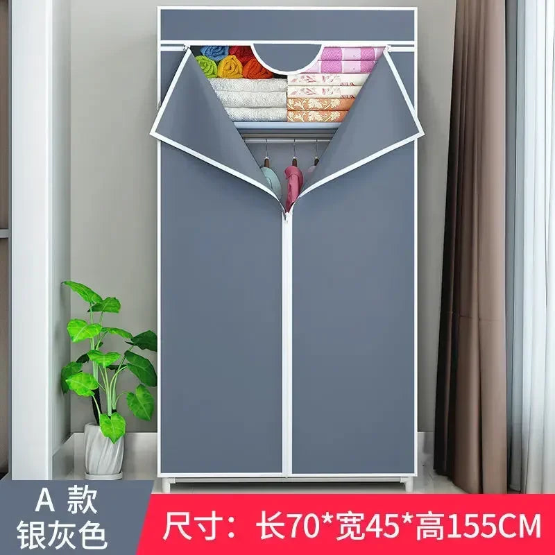 Portable Closet Large Wardrobe with 6 Shelves Clothes Organizer with Hanging Rods Wardrobe with Side Pockets Clothes