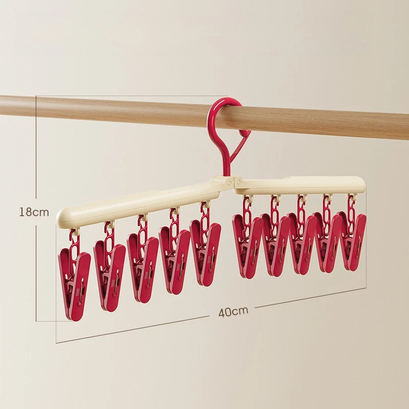 Folding Windproof Household Wardrobe Multi-clip Hook Rotating Hanger Clip Seamless Dormitory Drying Hanger