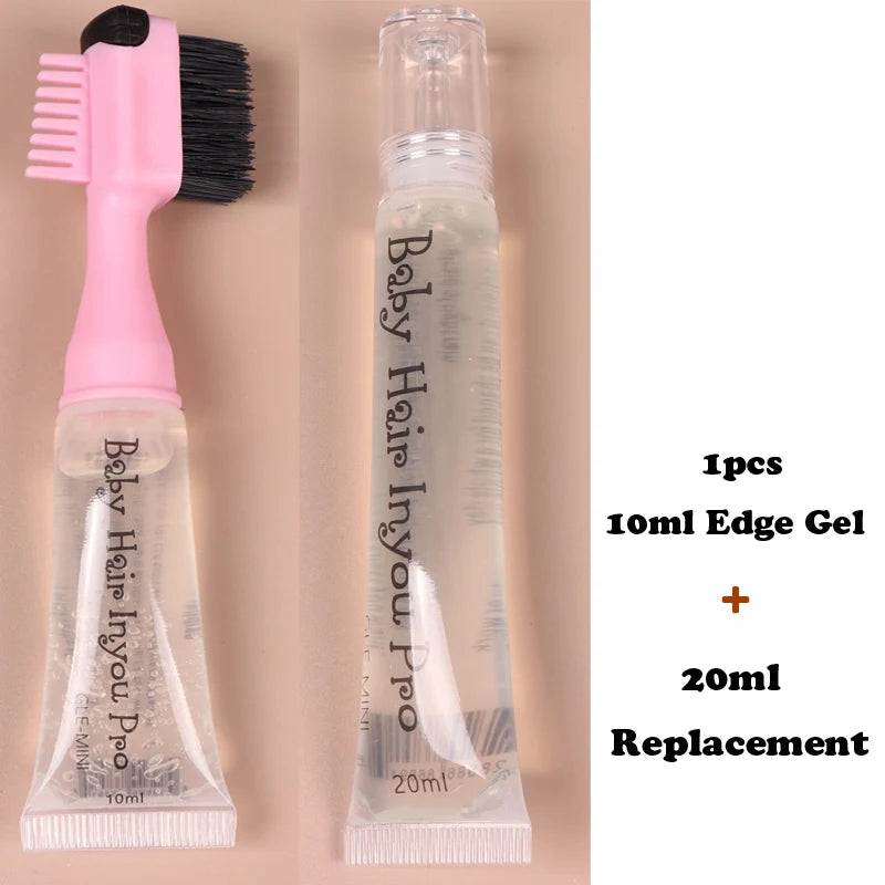 Professional Edge Control Brush And Gel 1Set Hair Styling Edge Control Gel With Brush Hair Fixative Gel For African Natural Hair