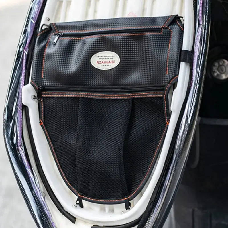 Motorcycle Scooter Seat Bag Tool Storage Motorcycle Under Seat Storage Pouch Bag Zipper PU Leather Storage Package Organizer