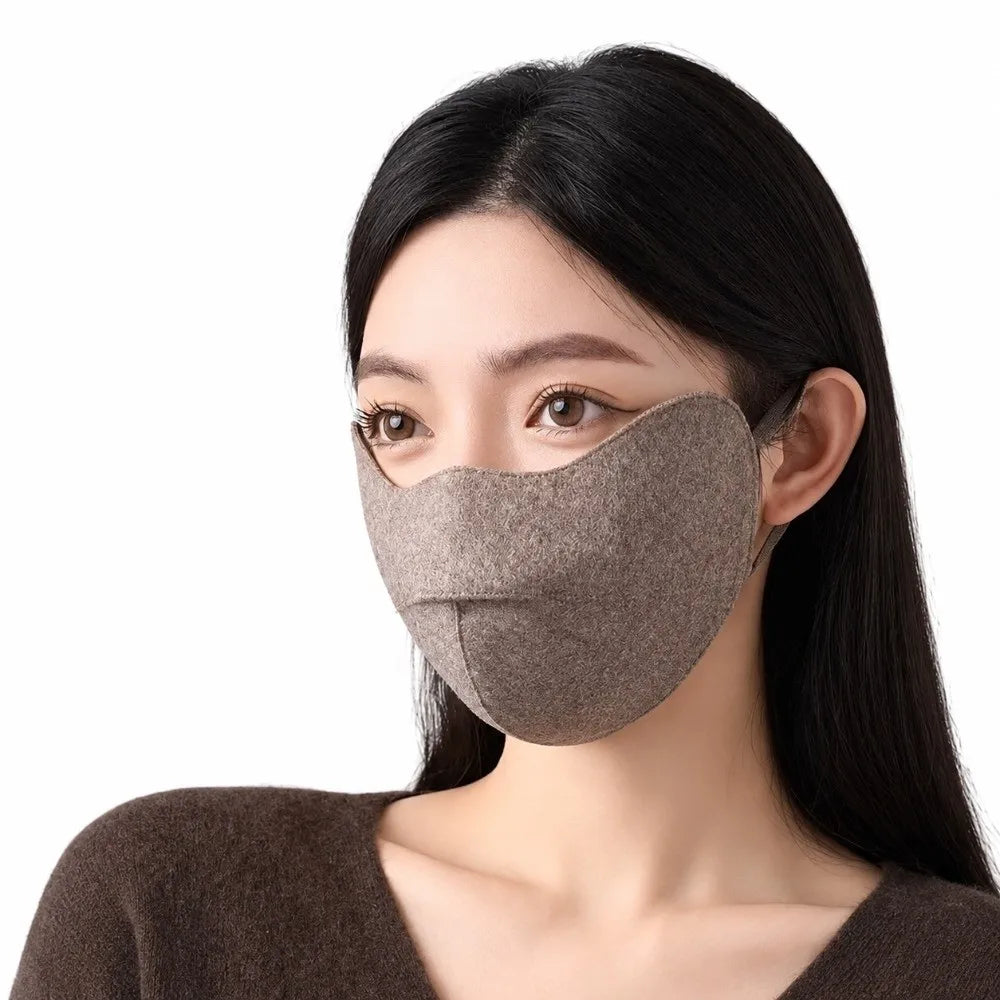 Windproof Woolen Face Mask Anti Cold Inner Layer Silk Warm Face Shield Thicken Warmth Full Face Covering Winter Face Mask
