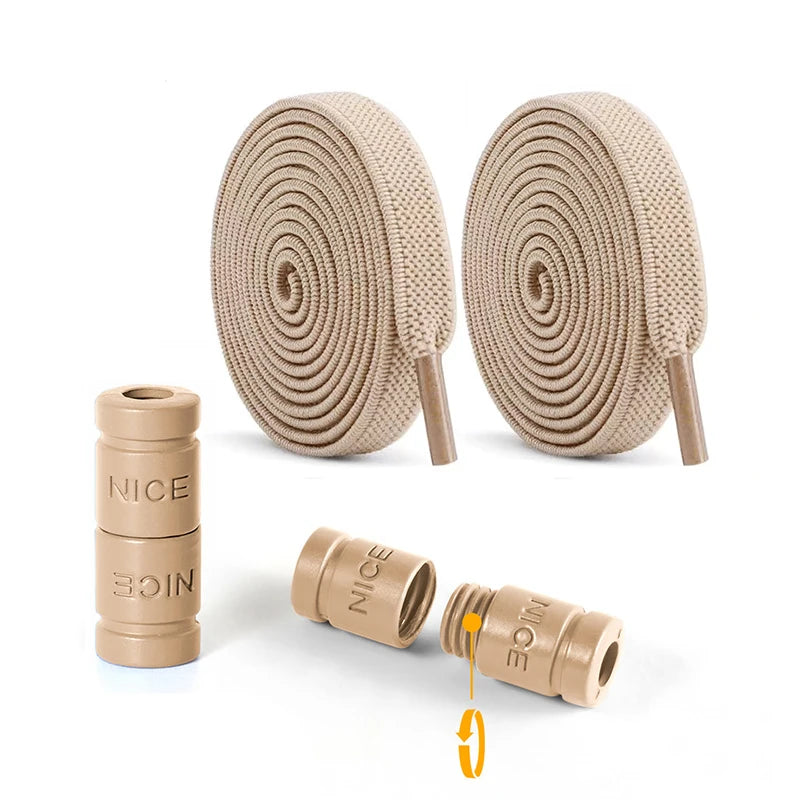 8mm No Tie Shoe Laces Button locking Without Ties Elastic Laces Sneaker Widened Flat Shoelace for Shoes