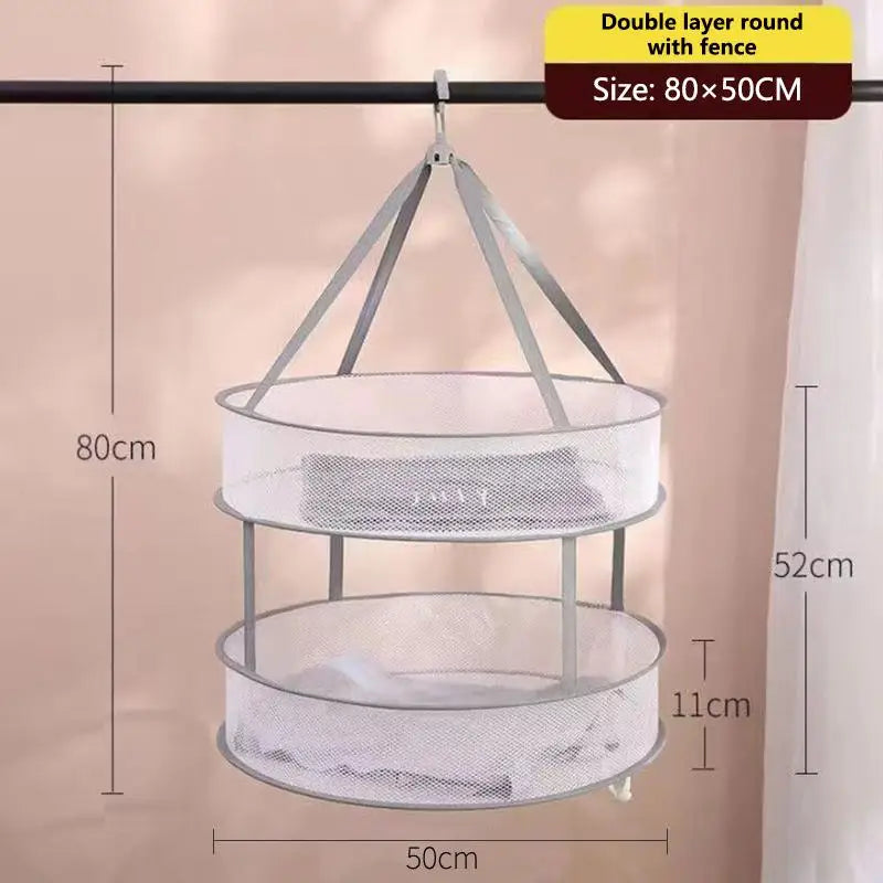SUSU 1/2 Layer Home Foldable Mesh Clothes Basket Clothes Net Sweater Anti Deformation Flat Clothes Basket Socks Underwear Tool