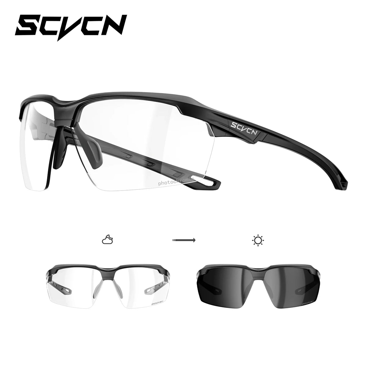 SCVCN UV400 Photochromic Outdoor Cycling Sunglasses High Fashion Women Sports Running Sunglasses Hiking MTB Road Bike Glasses