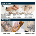 Waterproof Design Semi-permanent Tattoos, Flame Sun Pattern-Inspirational English Sentences-Dual-use Men's Temporary Tattoos for Neck, Hands, and Fingers, Lasts 15 Days