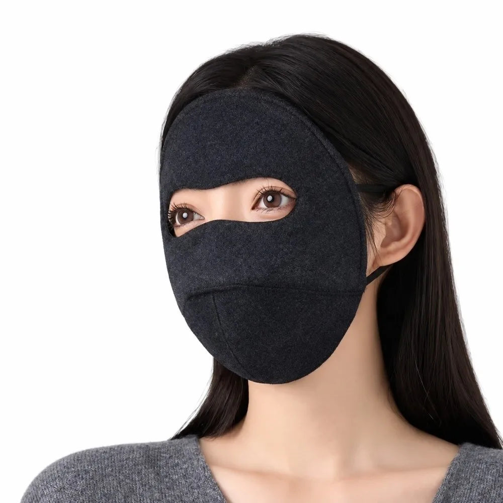 Windproof Woolen Face Mask Anti Cold Inner Layer Silk Warm Face Shield Thicken Warmth Full Face Covering Winter Face Mask