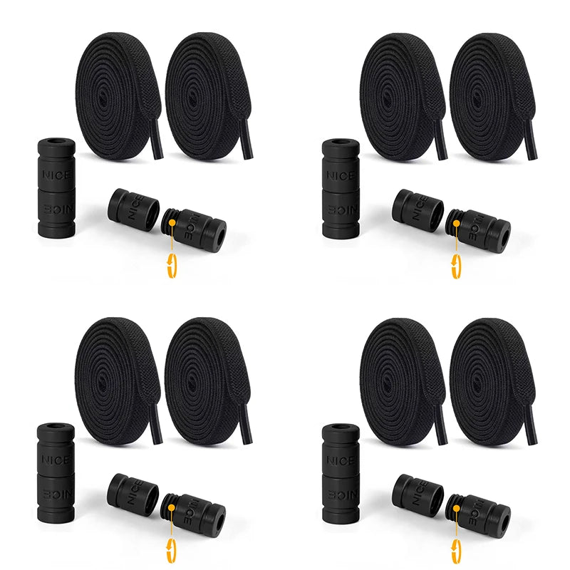 8mm No Tie Shoe Laces Button locking Without Ties Elastic Laces Sneaker Widened Flat Shoelace for Shoes