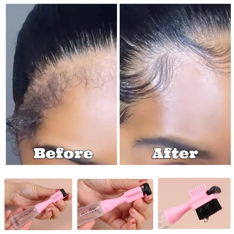 Professional Edge Control Brush And Gel 1Set Hair Styling Edge Control Gel With Brush Hair Fixative Gel For African Natural Hair