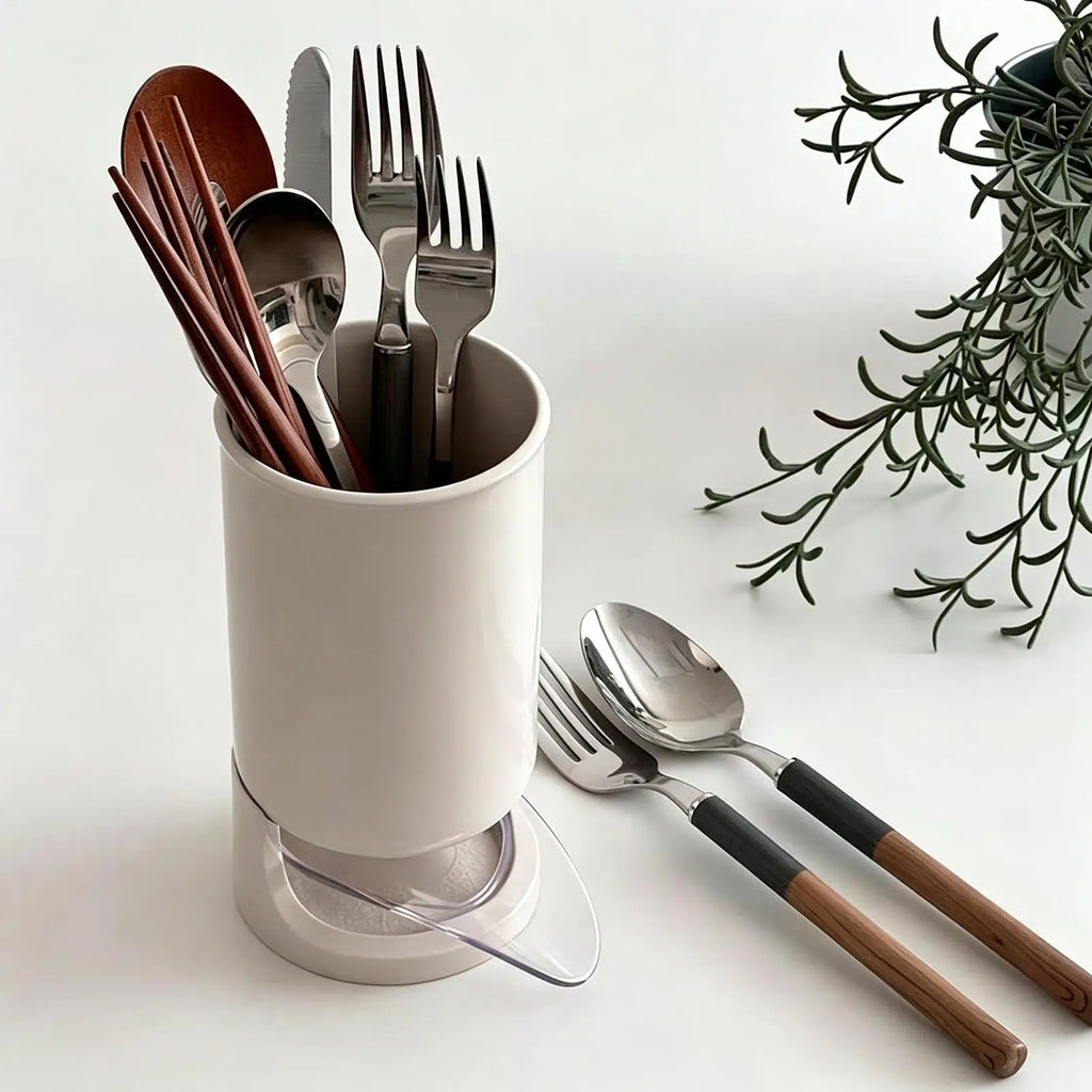 Utensil Holder Countertop Self Draining Small Compact Storage Rack Spatula Organizer for Spoon Silverware Cutlery Home Kitchen
