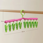 Folding Windproof Household Wardrobe Multi-clip Hook Rotating Hanger Clip Seamless Dormitory Drying Hanger