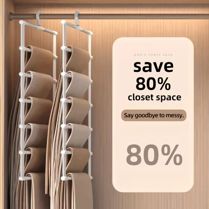 Stainless Steel Multi Functional Pants Rack Cloud Ladder Hanging Folding Multi-layer Seamless Storage Organizer