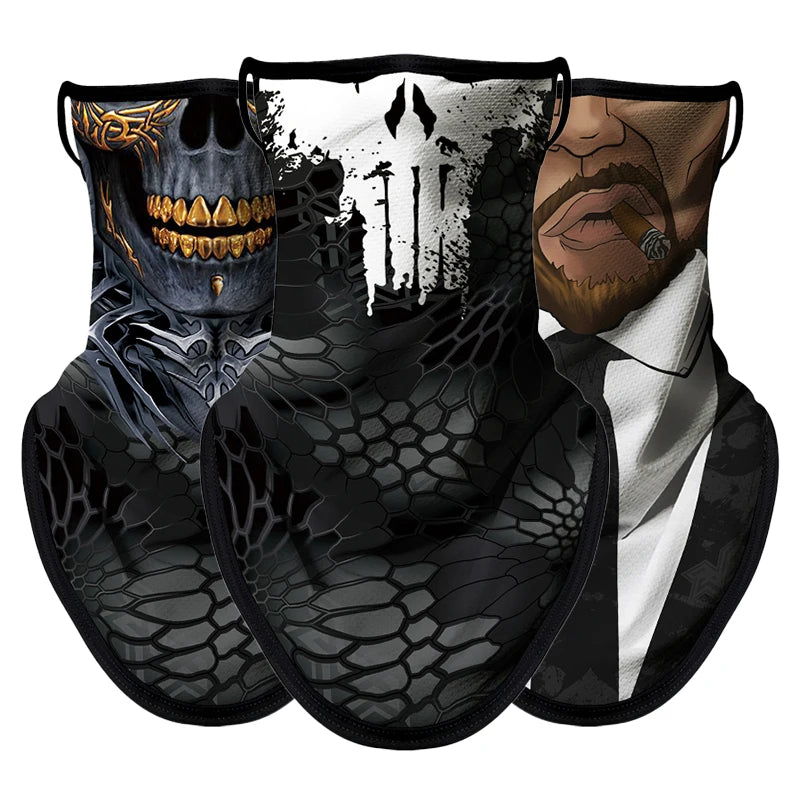 Bicycle UV Protection Face Mask Hiking Fishing Breathable Neck Cover Quick-drying Cycling Triangle Scarf Halloween 3D Skull Mask