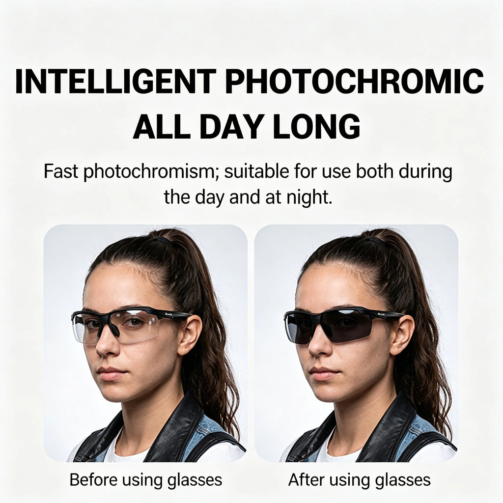 SCVCN UV400 Photochromic Outdoor Cycling Sunglasses High Fashion Women Sports Running Sunglasses Hiking MTB Road Bike Glasses