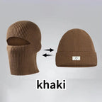 2 In1 Winter Mask Beanies Hats Warm Knitted Balaclava Hats Windproof Solid Full Face Ski Bonnet Tactical Cycling Earmuffs Cap