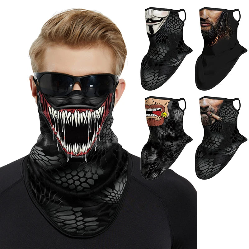 Bicycle UV Protection Face Mask Hiking Fishing Breathable Neck Cover Quick-drying Cycling Triangle Scarf Halloween 3D Skull Mask