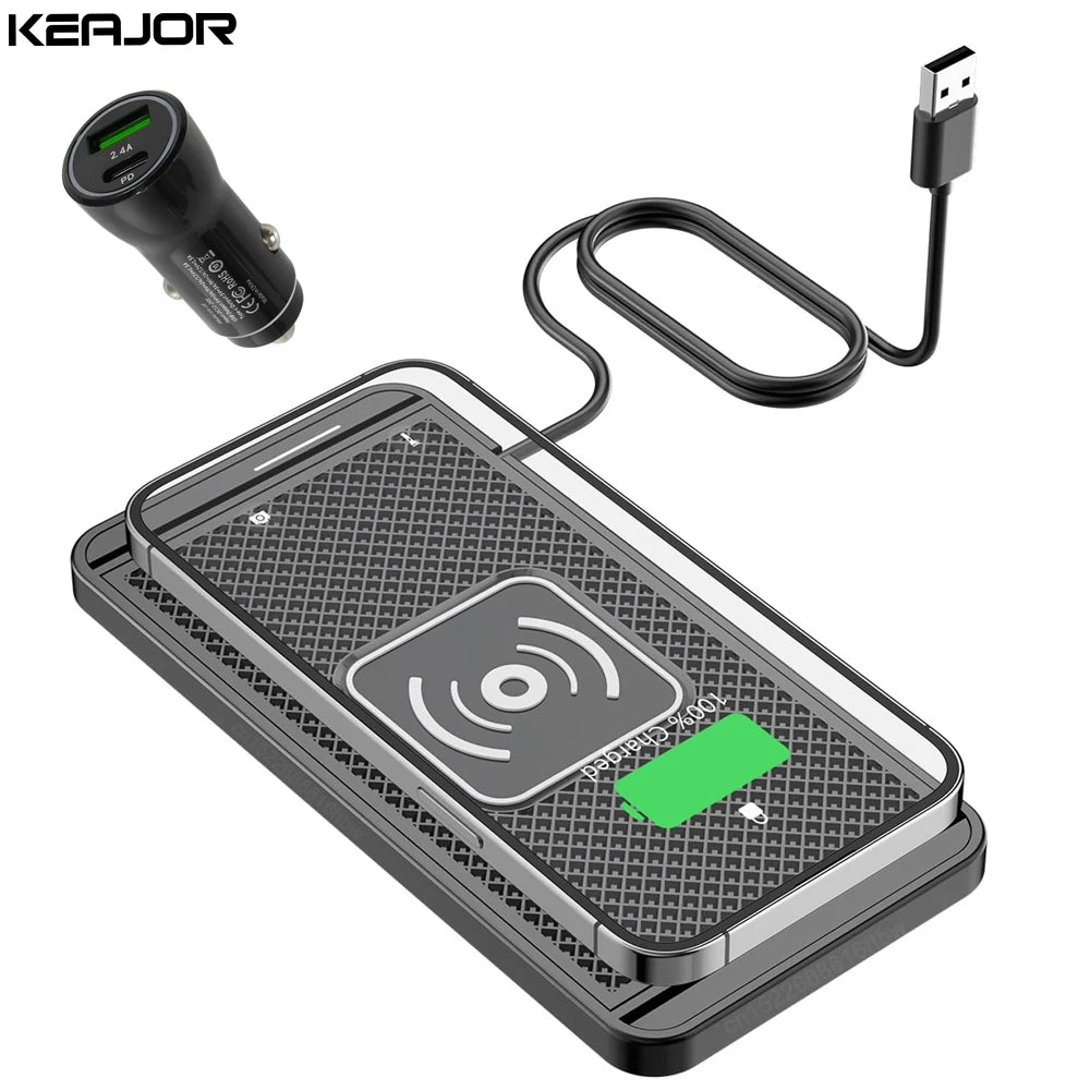 Car Wireless Charger for Samsung Galaxy S24 S23 S22 Induction Fast Car Charging Pad for iPhone Xiaomi Mobile Phone Car Charger Main image