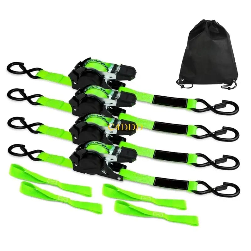 C4DD 4pcs Polyester Webbing Ratchet Straps For Motorcycle Equipment Transport