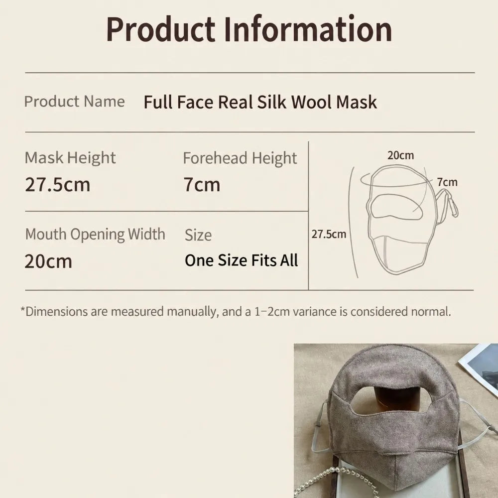 Windproof Woolen Face Mask Anti Cold Inner Layer Silk Warm Face Shield Thicken Warmth Full Face Covering Winter Face Mask