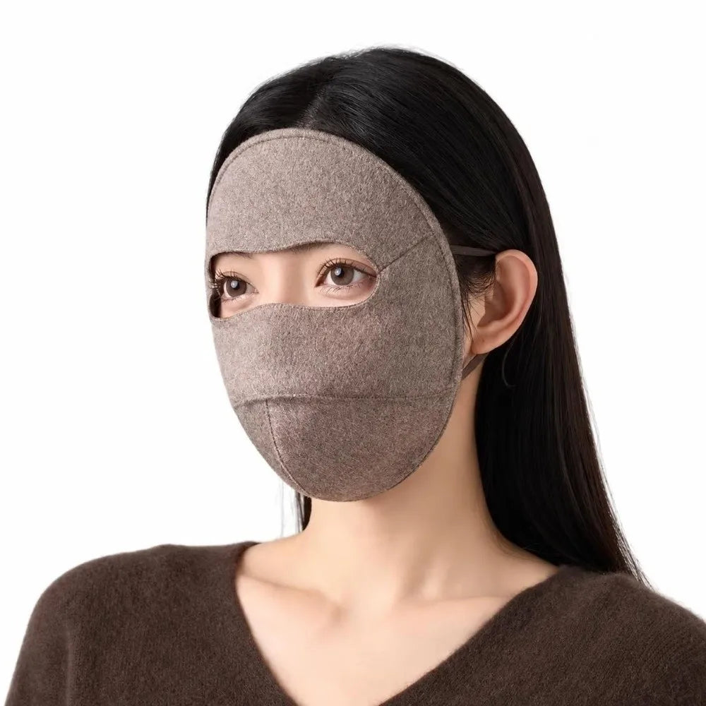 Windproof Woolen Face Mask Anti Cold Inner Layer Silk Warm Face Shield Thicken Warmth Full Face Covering Winter Face Mask
