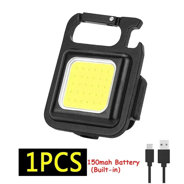 Mini Flashlight Keychain Light COB Work Light USB Rechargeable Lamp with 90° Foldable Side Lights Super Bright Portable Lanterns