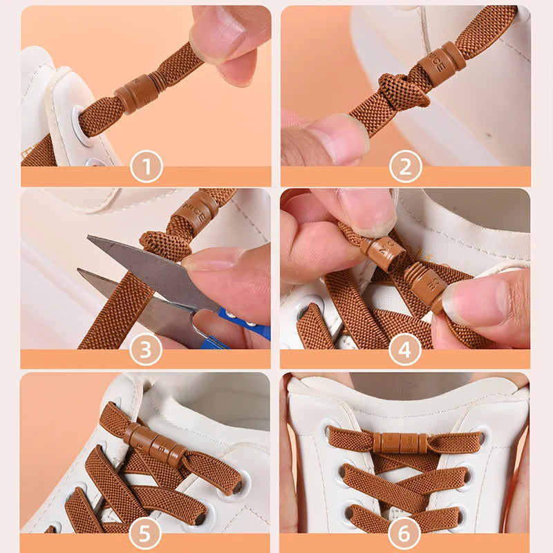 8mm No Tie Shoe Laces Button locking Without Ties Elastic Laces Sneaker Widened Flat Shoelace for Shoes