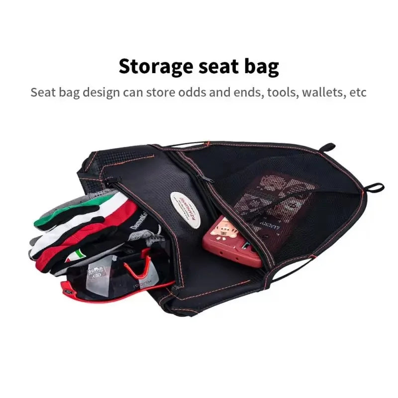 Motorcycle Scooter Seat Bag Tool Storage Motorcycle Under Seat Storage Pouch Bag Zipper PU Leather Storage Package Organizer
