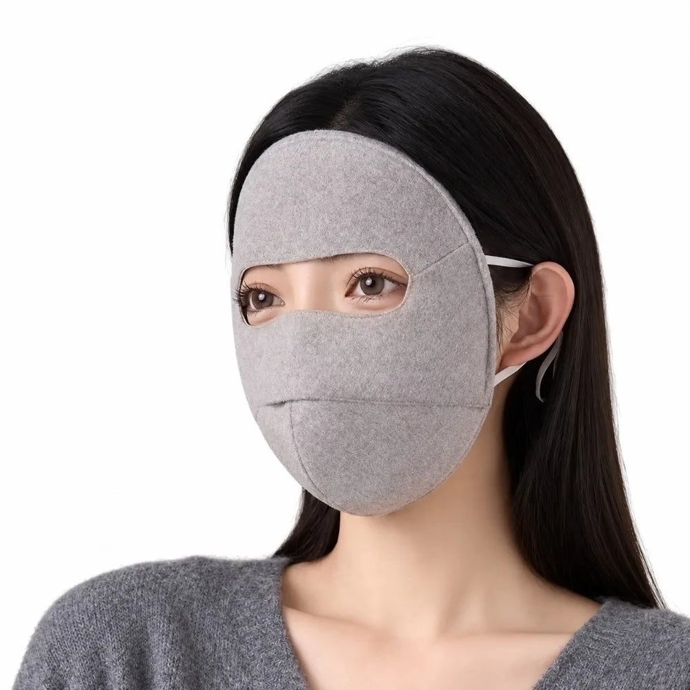Windproof Woolen Face Mask Anti Cold Inner Layer Silk Warm Face Shield Thicken Warmth Full Face Covering Winter Face Mask